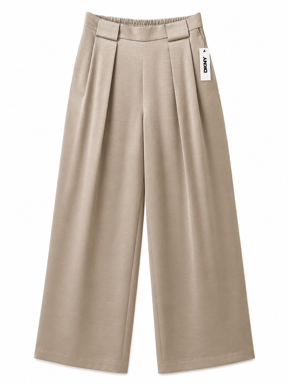 DKNY NWT Pebble Satin Wide Leg Pull-On Pants L Relaxed Office Career